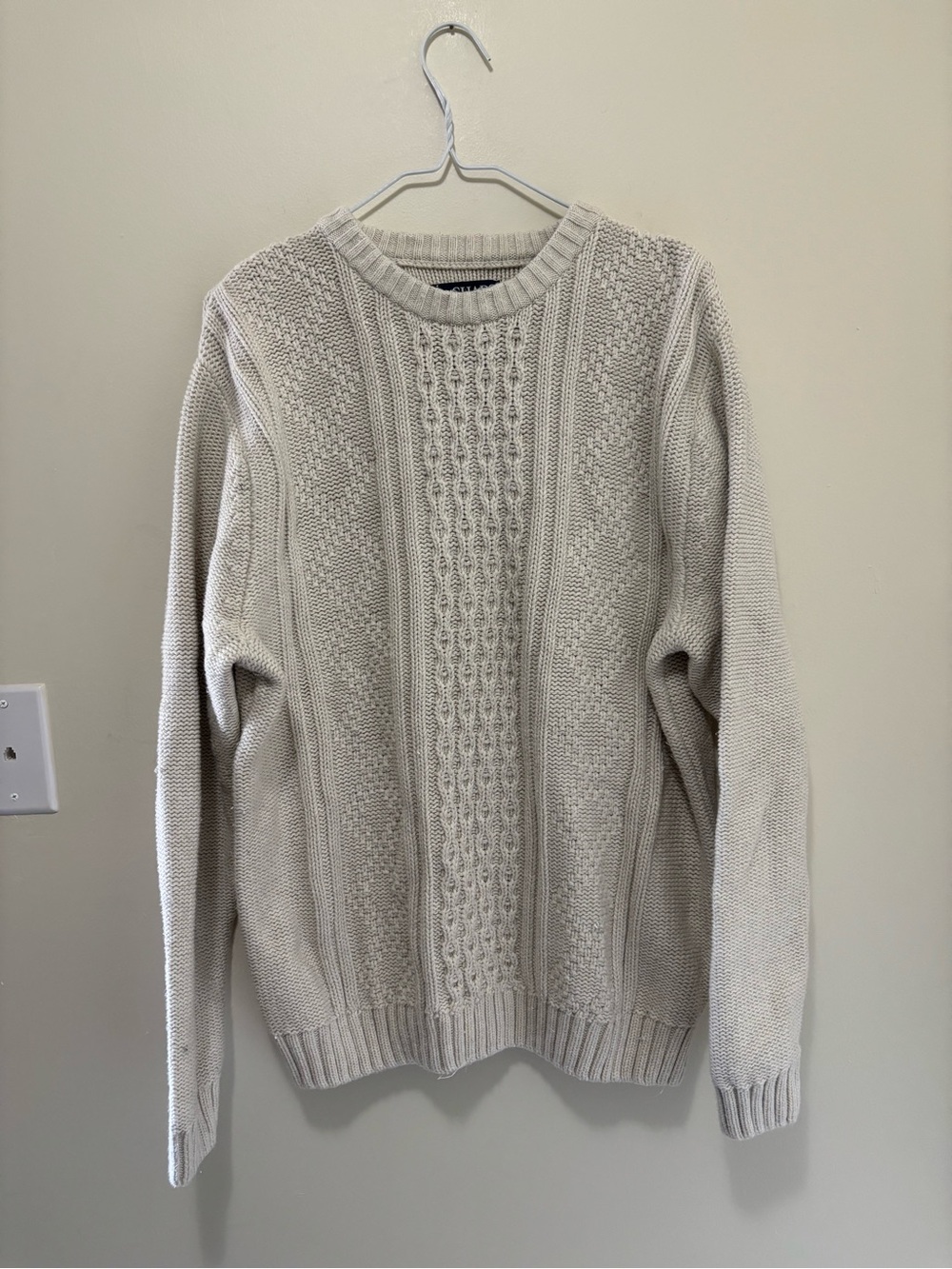 Chaps Est. 1978 Cream Cable Knit Cotton Crewneck Sweater